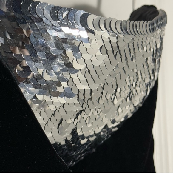 Oscar de la Renta black strapless draped velvet and sequin top / minidress - Picture 7 of 14